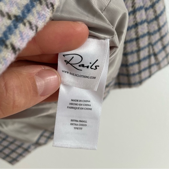 Rails Windsor Lilac Navy Mini Check Blazer Wool Blend Academia Office Size XS - Picture 12 of 15